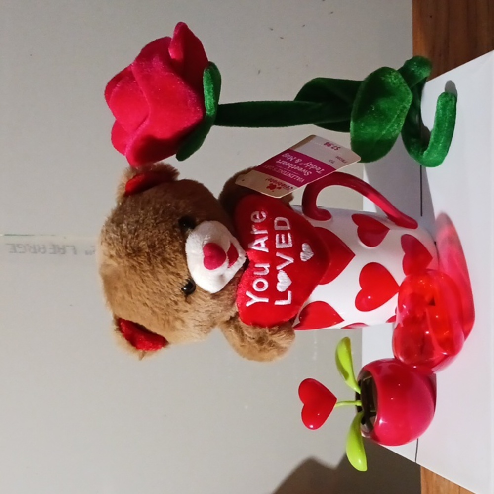 I LOVE YOU just because❣️gift pack: Bear in a mug, Solar heart, Rose, Heart